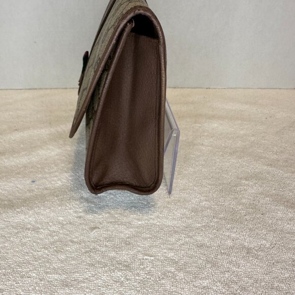 Gucci Clutch GG Supreme Web Sherry Line Clutch Bag PVC Beige Gold - Picture 3 of 10